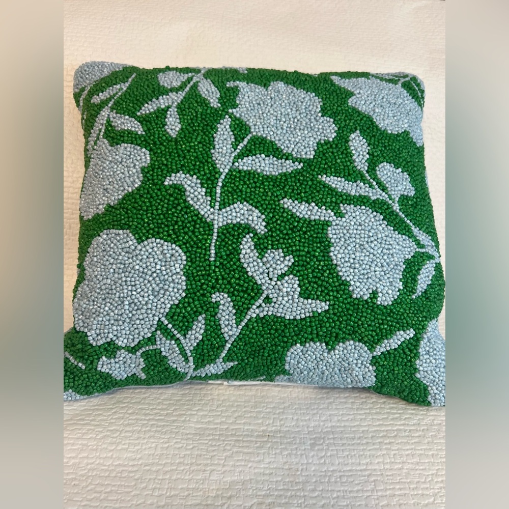 Kate Spade Target  beaded Floral Green and Blue Throw Pillow
12x12 - Picture 3 of 7